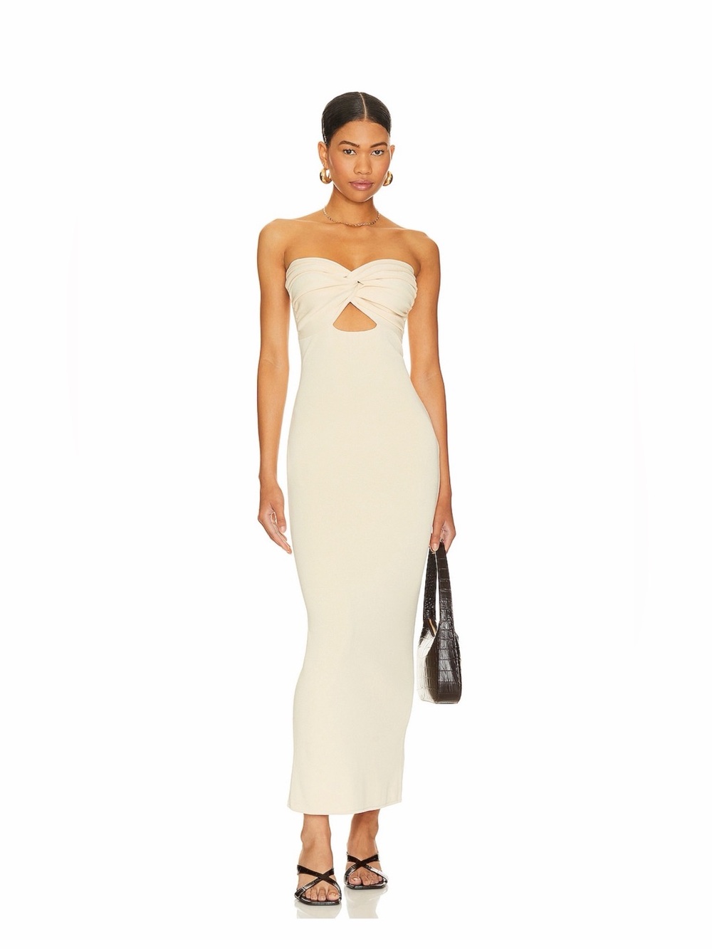 NWT Sndys maia maxi Strapless Twist Front Cutout Maxi Dress - Cream/sand xxs